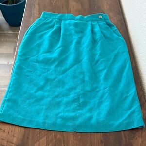 Teal Corduroy Pencil Skirt